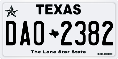 TX license plate DAO2382