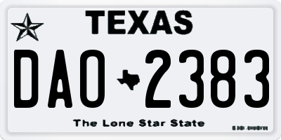 TX license plate DAO2383