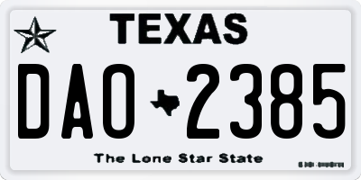 TX license plate DAO2385