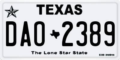 TX license plate DAO2389