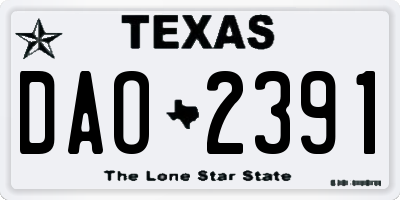 TX license plate DAO2391