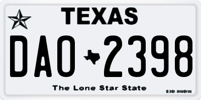 TX license plate DAO2398