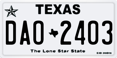 TX license plate DAO2403