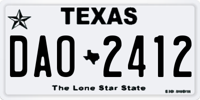 TX license plate DAO2412