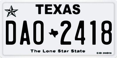 TX license plate DAO2418