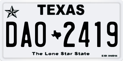 TX license plate DAO2419
