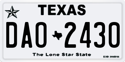 TX license plate DAO2430