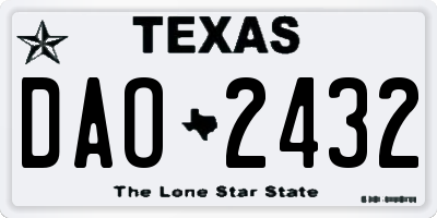 TX license plate DAO2432
