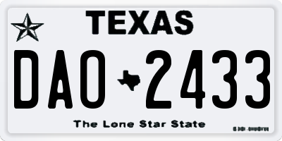TX license plate DAO2433