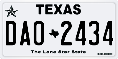 TX license plate DAO2434