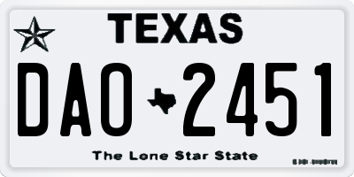 TX license plate DAO2451