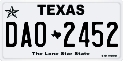 TX license plate DAO2452