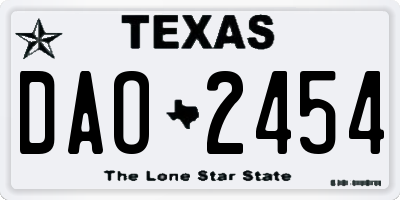 TX license plate DAO2454