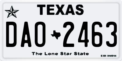 TX license plate DAO2463