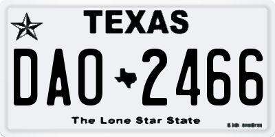 TX license plate DAO2466