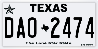 TX license plate DAO2474