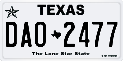 TX license plate DAO2477
