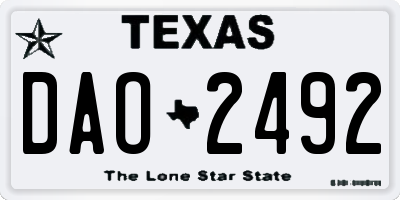 TX license plate DAO2492
