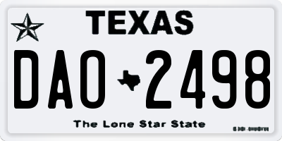 TX license plate DAO2498