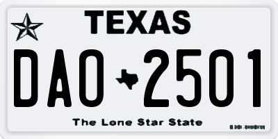 TX license plate DAO2501