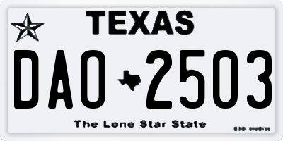 TX license plate DAO2503
