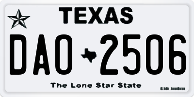 TX license plate DAO2506