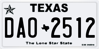 TX license plate DAO2512