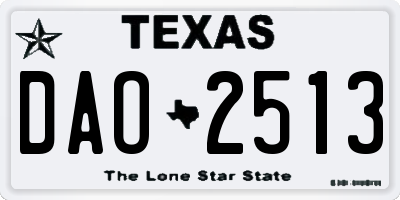 TX license plate DAO2513