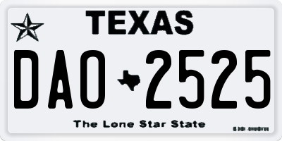 TX license plate DAO2525