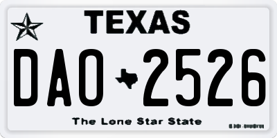 TX license plate DAO2526