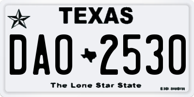 TX license plate DAO2530