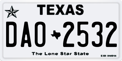 TX license plate DAO2532