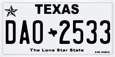 TX license plate DAO2533