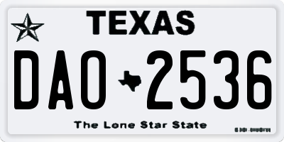 TX license plate DAO2536