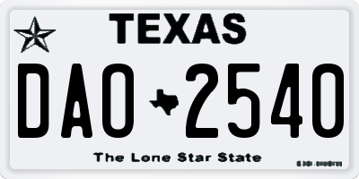 TX license plate DAO2540
