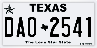 TX license plate DAO2541