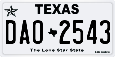 TX license plate DAO2543