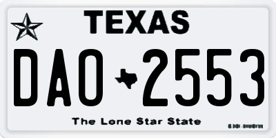 TX license plate DAO2553
