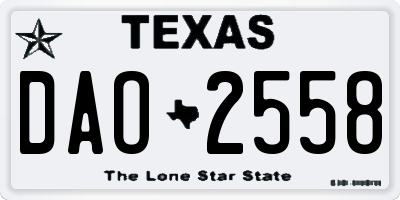 TX license plate DAO2558
