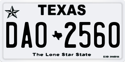 TX license plate DAO2560