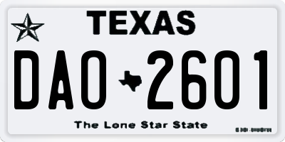 TX license plate DAO2601