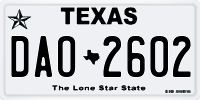 TX license plate DAO2602