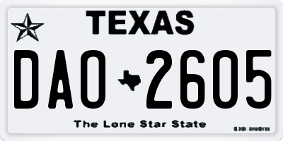 TX license plate DAO2605