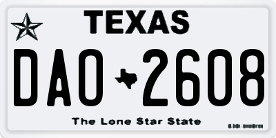 TX license plate DAO2608
