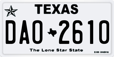 TX license plate DAO2610