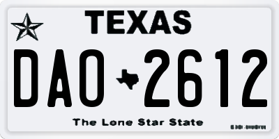 TX license plate DAO2612