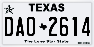 TX license plate DAO2614