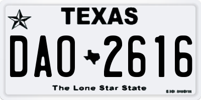 TX license plate DAO2616
