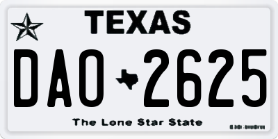 TX license plate DAO2625