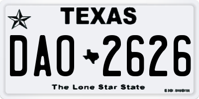 TX license plate DAO2626